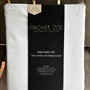 NEW Rachel Zoe KING Size White Cotton Sheet Set 300 thread count